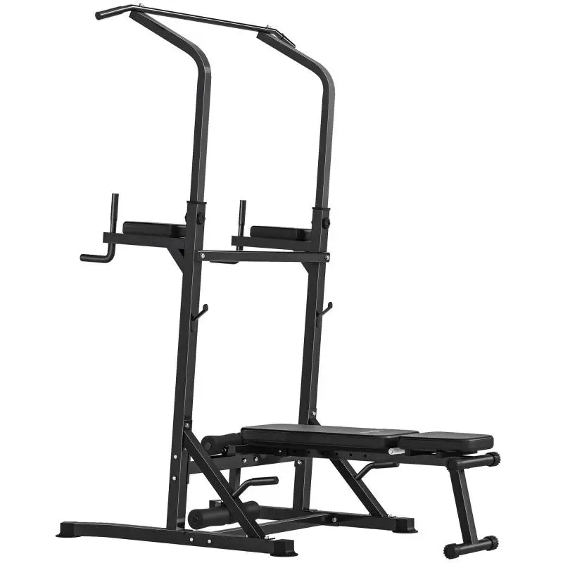 Foldable Power Tower with Pull-Up Bar and Dip Station