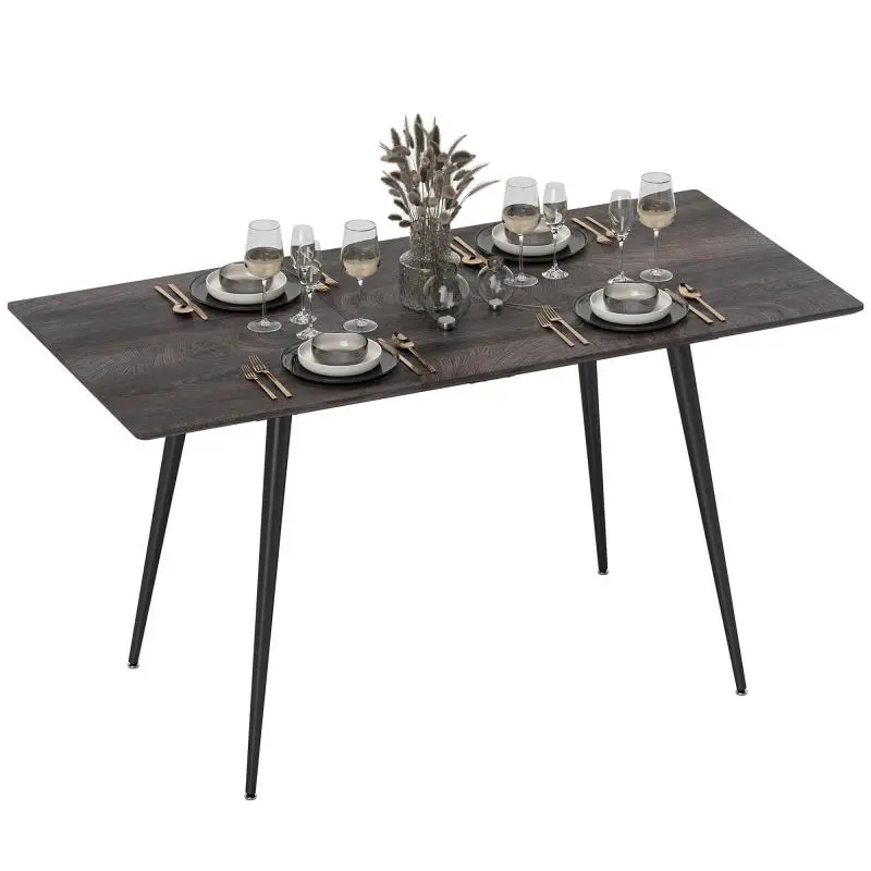 Extendable Dining Table for 6–8 People, 120–160x75 cm Extendable Kitchen Table with Wood-Effect Top and Steel Legs