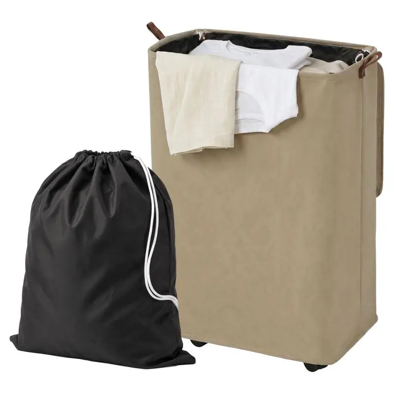 50L Laundry Hamper with Lid and Wheels