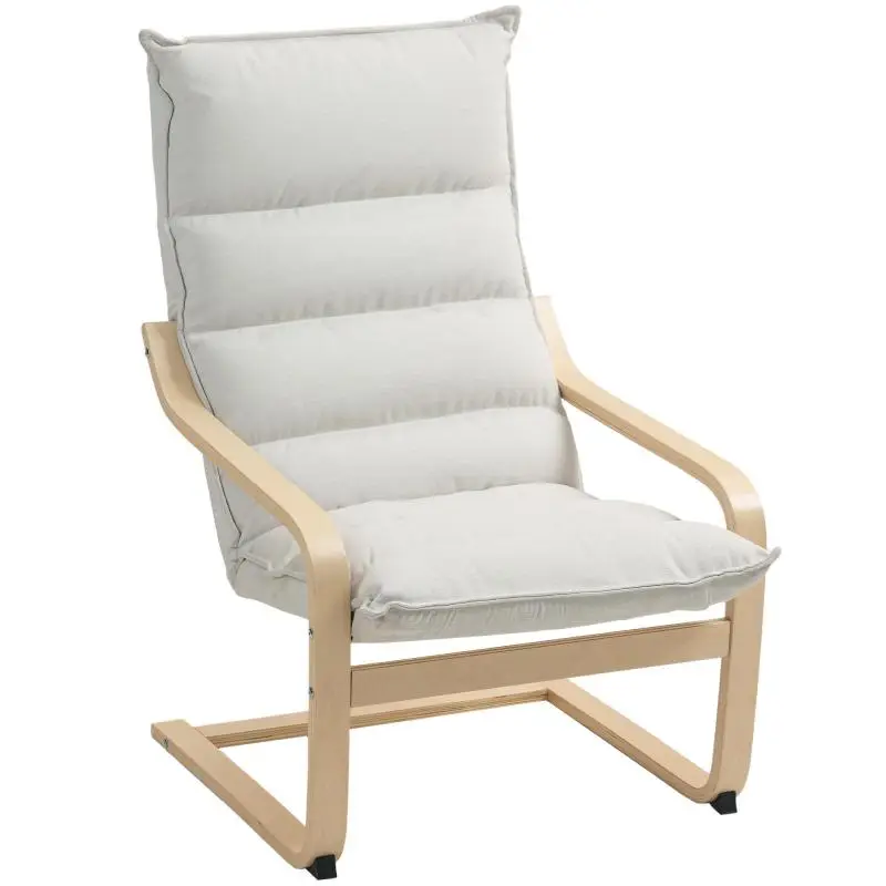 Armchair with Curved Legs, Cream White