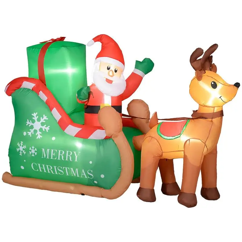 Inflatable Santa Claus with Sleigh and Reindeer