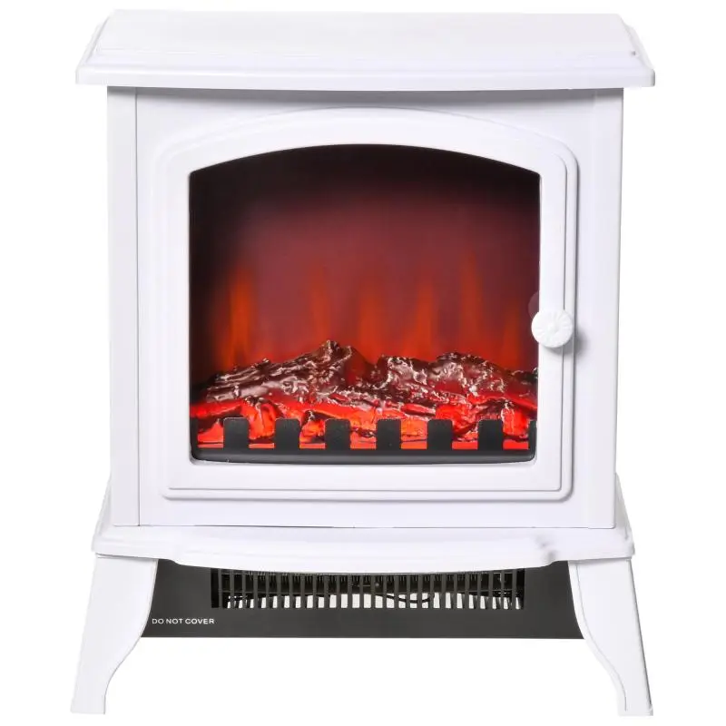 Electric Fireplace with Flame Effect, White