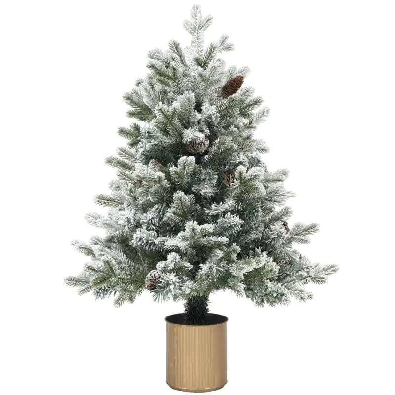Snow-Dusted Christmas Tree with Pine Cones, 100 cm