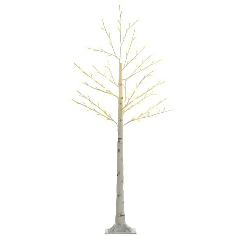 Artificial Birch Tree with 120 LED Lights, 150 cm
