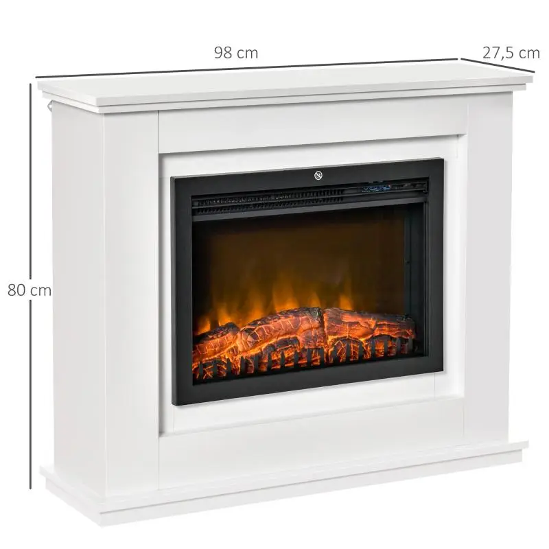 Freestanding Electric Fireplace with Heater, White