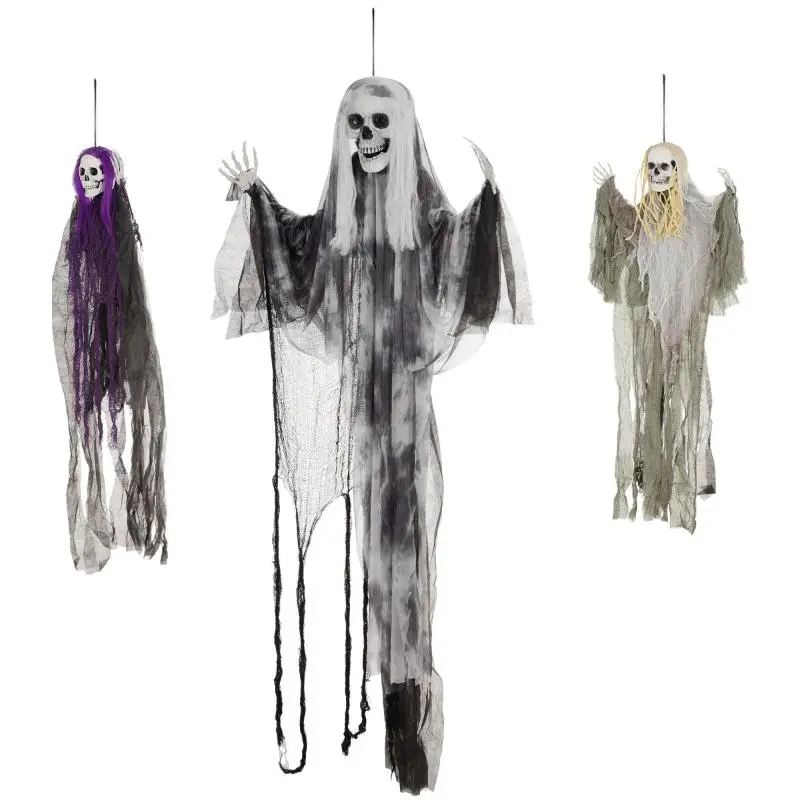 Set of 3 Hanging Skeleton Ghosts
