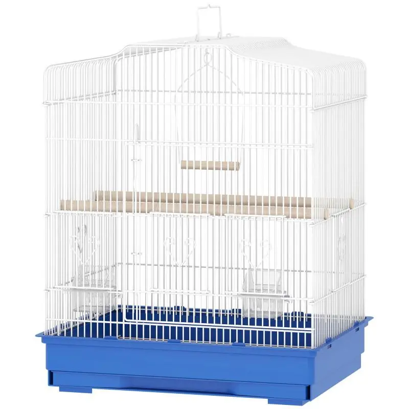 Vintage Style Bird Cage, 46.5 x 36 x 59 cm, Blue and White