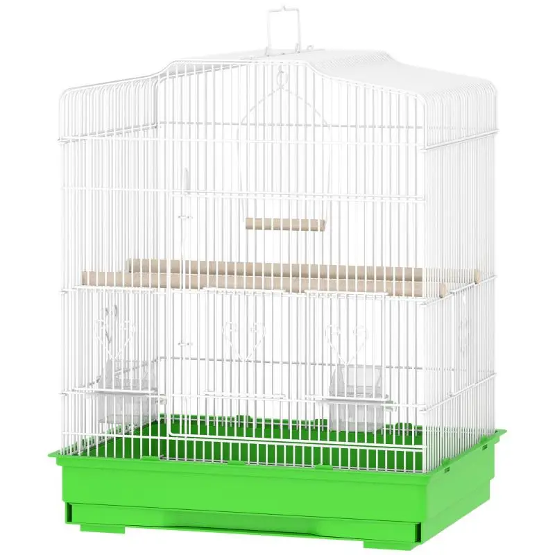 Vintage Style Bird Cage, 46.5 x 36 x 59 cm, White and Green