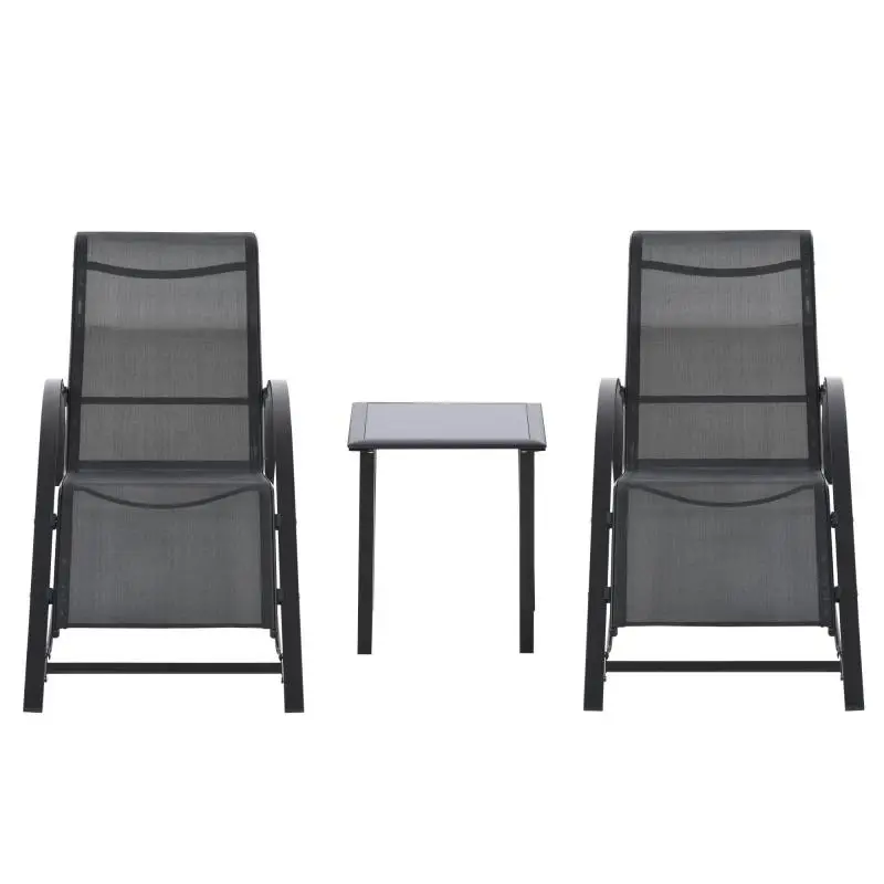 Garden Lounge Set with 2 Loungers and Side Table