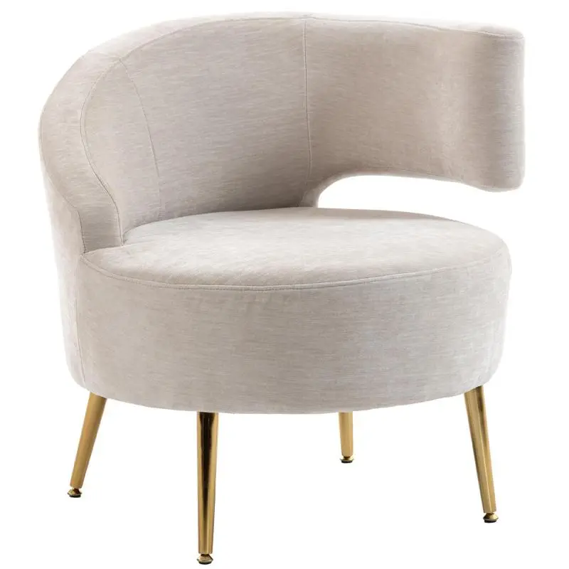 Chenille-Look Lounge Chair with Gold Steel Legs