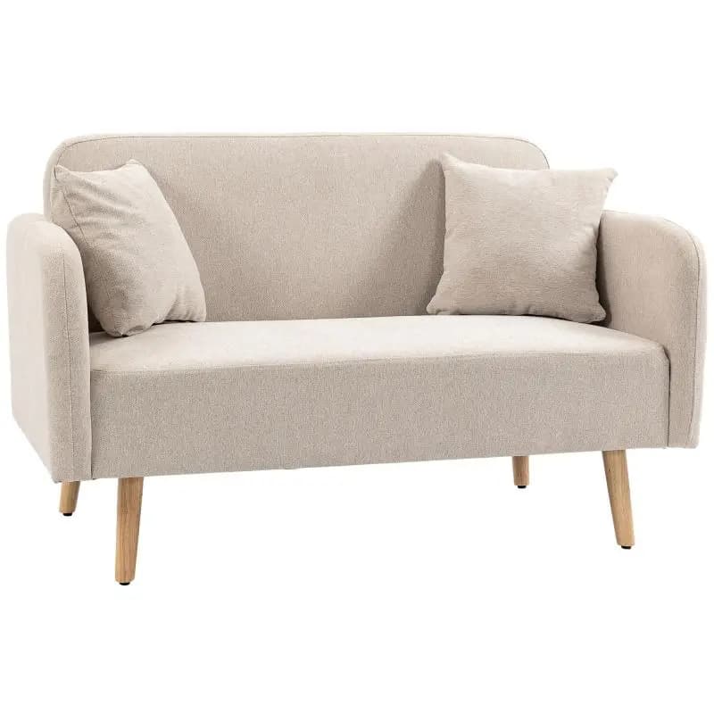 2-Seater Sofa with Cushions, Cream