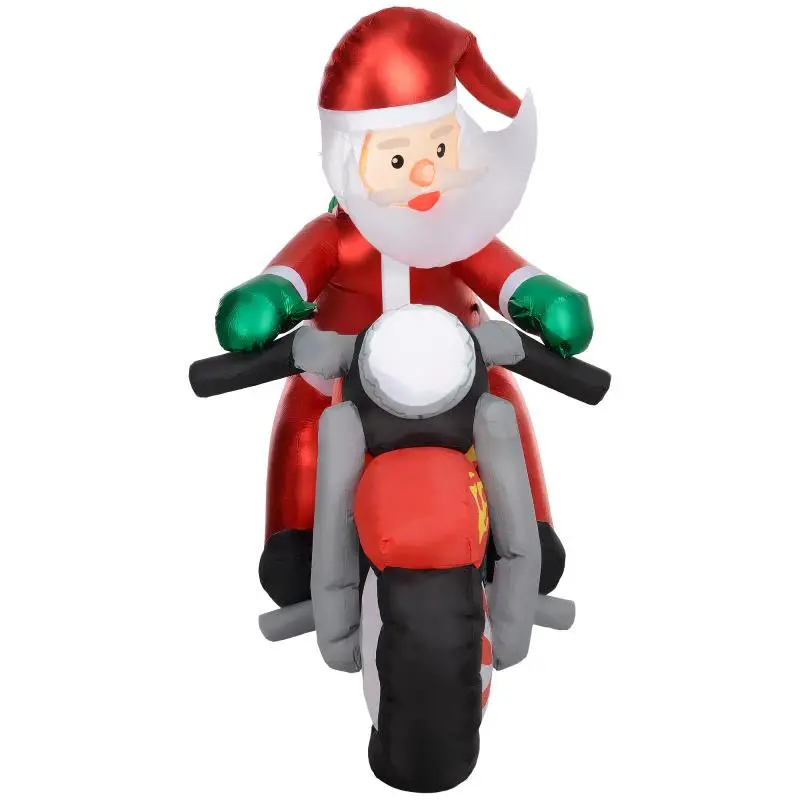 Inflatable Santa Claus on Motorcycle with LEDs, 180 x 95 x 170 cm
