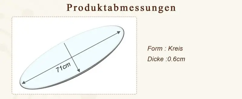 Round Tempered Glass Tabletop, 71 cm