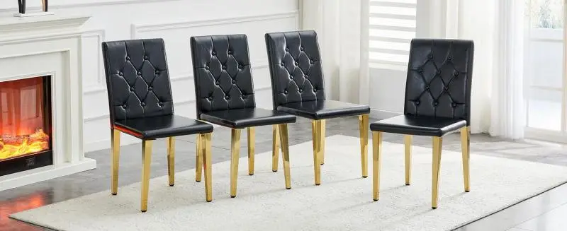 Set of 4 Black and Silver Dining Chairs