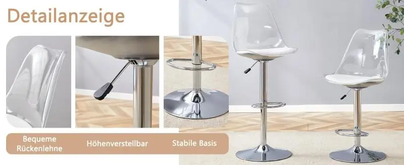 Set of 2 Adjustable Bar Stools
