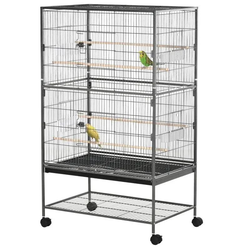 Indoor Bird Cage with Perches and Feeders