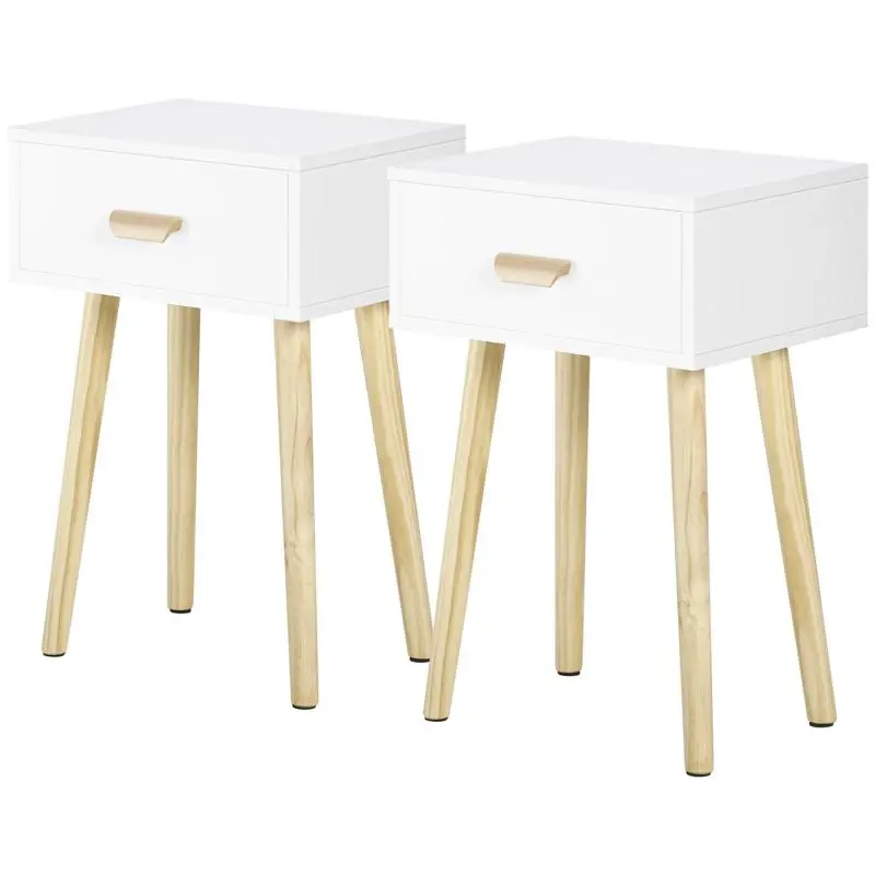 Set of 2 Nightstands with Drawer, 60 cm