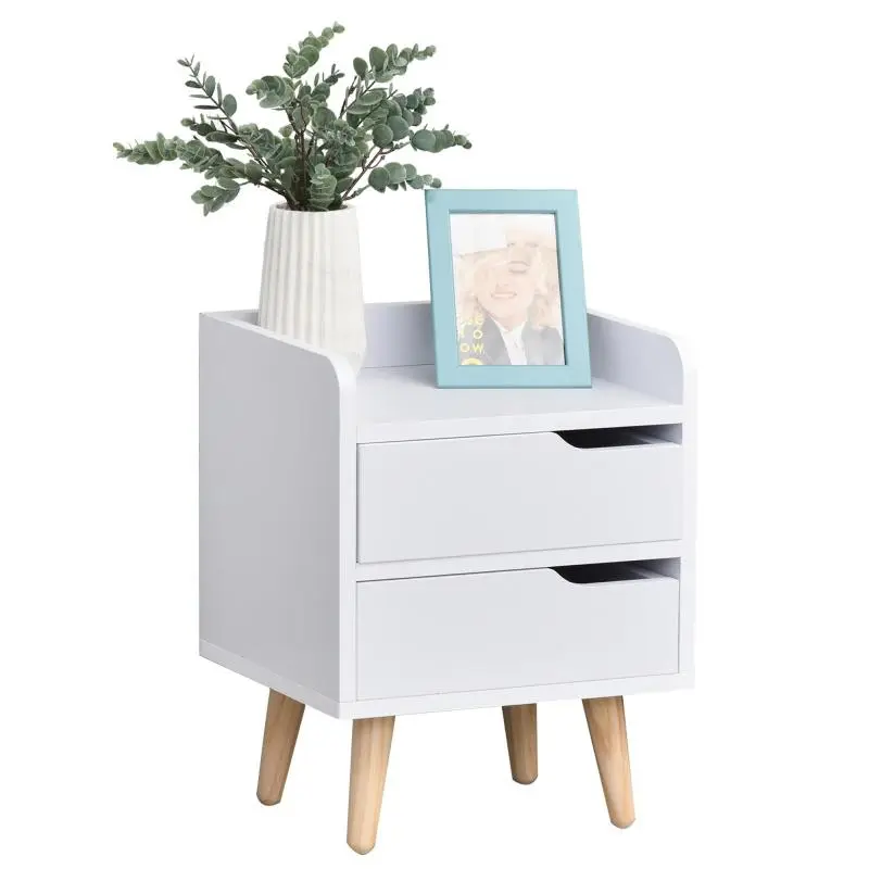 Nightstand with 2 Drawers, White