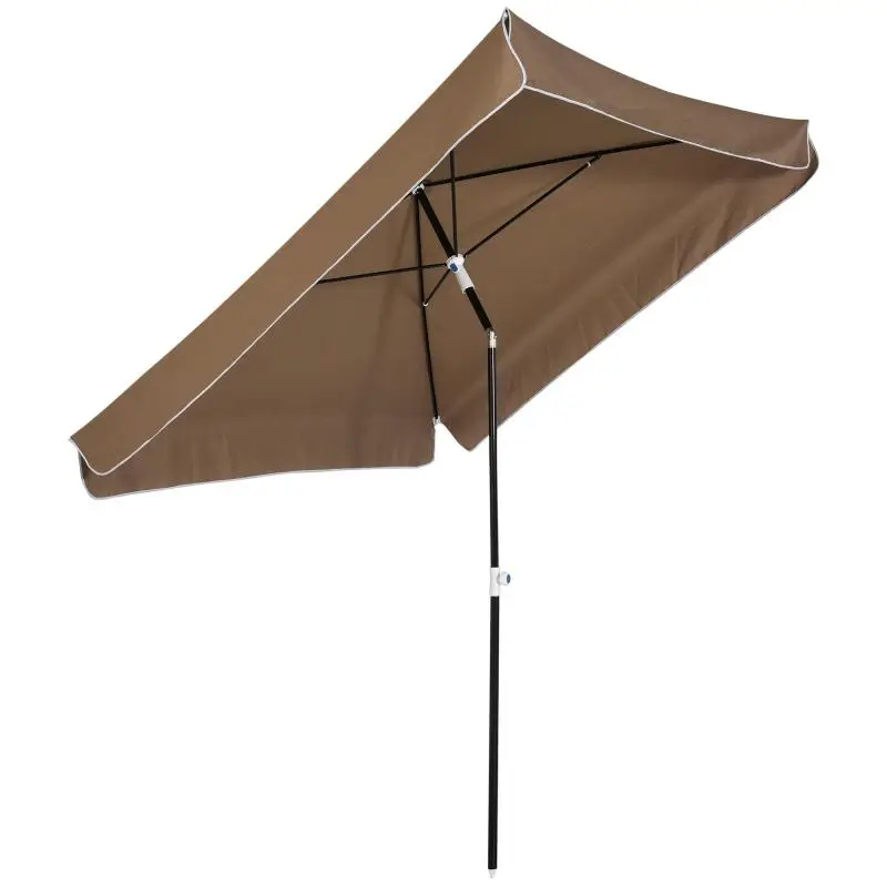 2x2m Outdoor Umbrella with Square Canopy – Adjustable and Portable – Metal and Polyester – Coffee-Colored