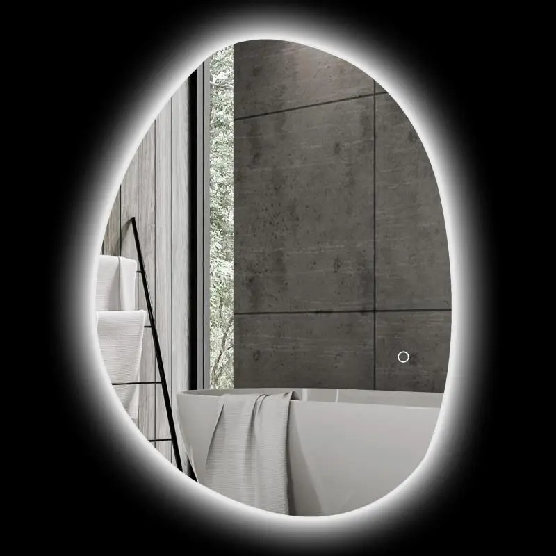 Illuminated Bathroom Mirror, Asymmetrical, 80 × 60 cm