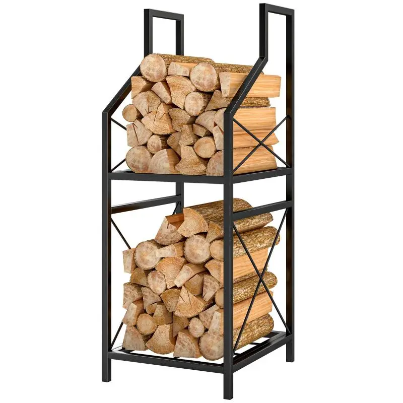 2-Tier Metal Log Holder 34 x 30 x 80 cm