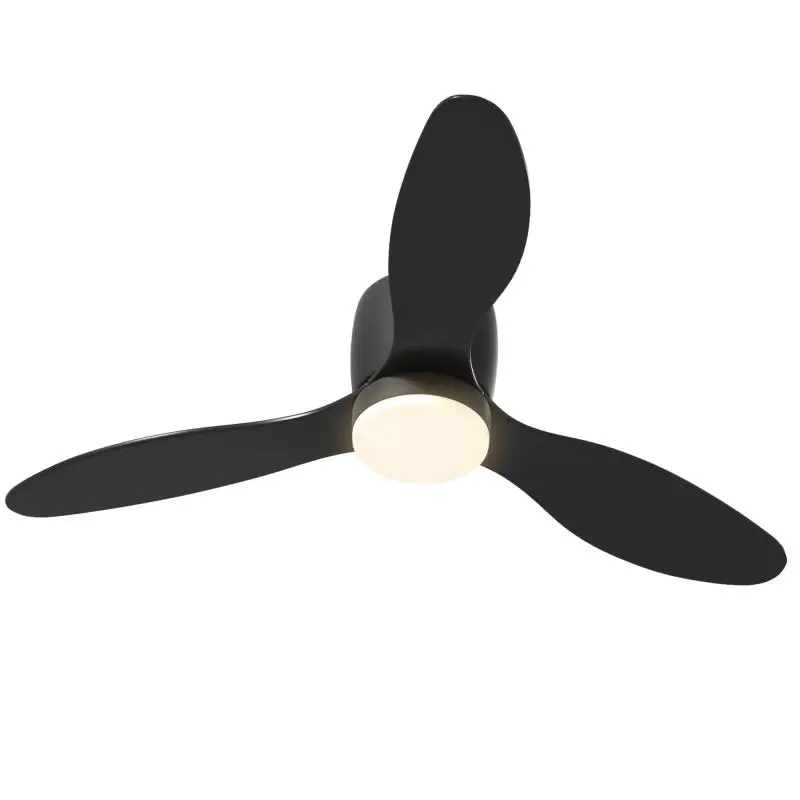 Ceiling Fan with Light and Remote Control, Black