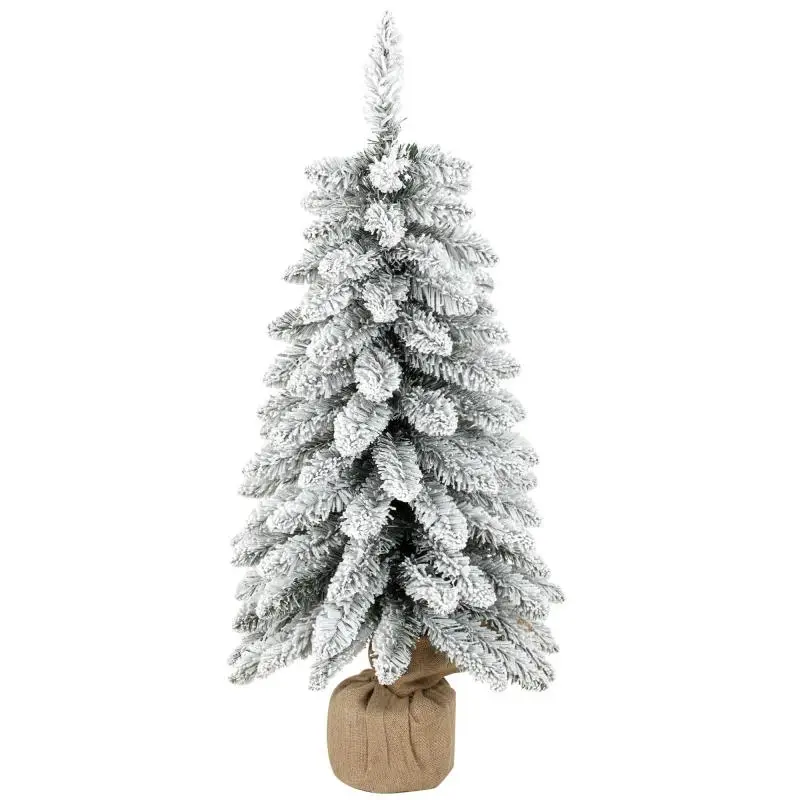 Artificial Christmas tree, 90 cm (3 ft), slim pencil tree with 107 branch tips, jute base, white