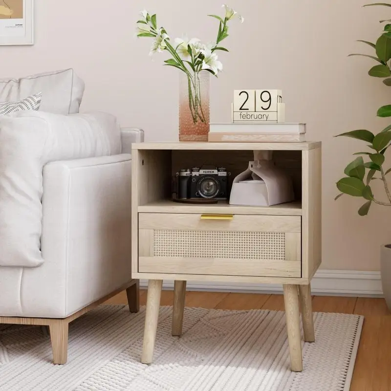Nightstand with Open Shelf 45 cm