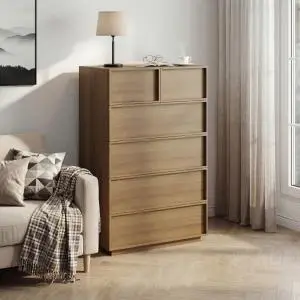 Six-Drawer Chest in Oak Finish