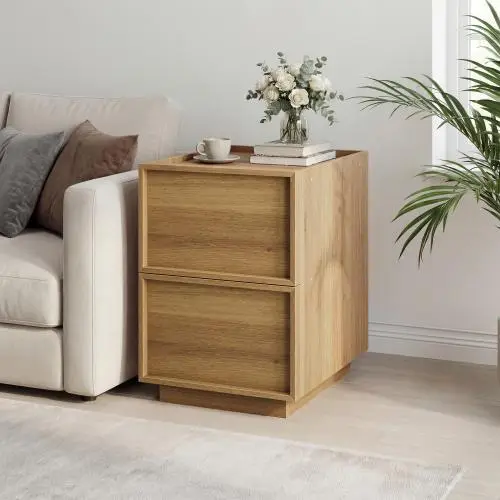 Oak Nightstand with 2 Drawers