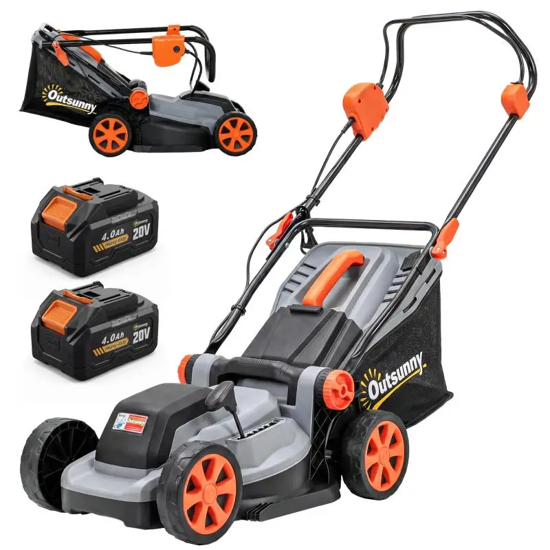 Cordless Lawn Mower with 2 Batteries, 700 W