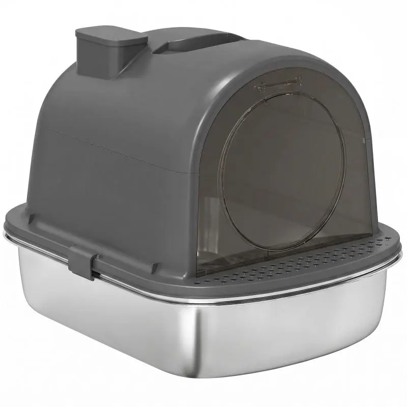 Stainless Steel Cat Litter Box with Lid, 52.4 cm