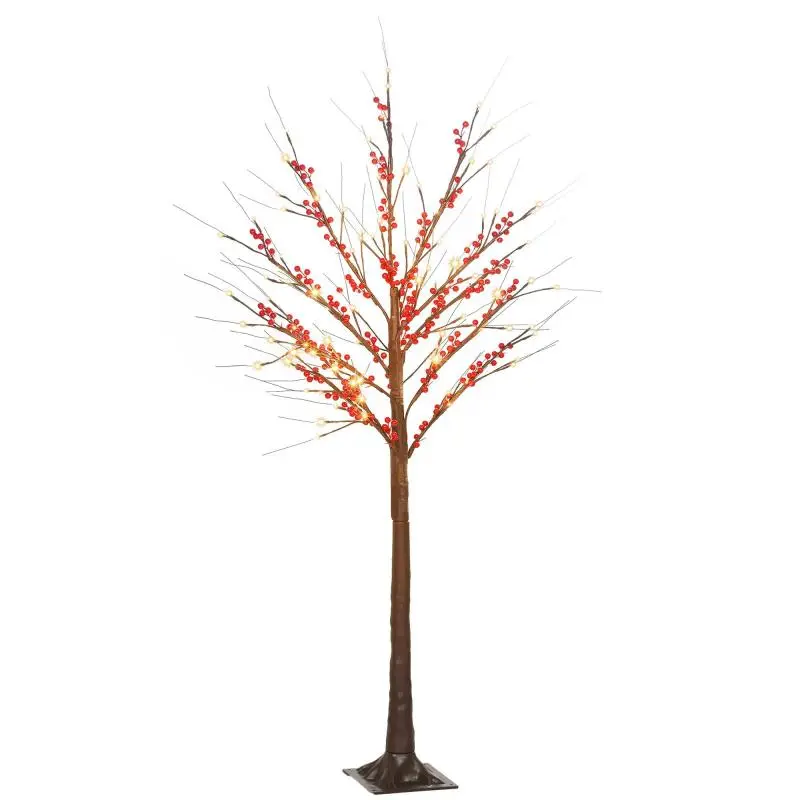 Artificial Birch Tree with 96 LED Lights, 150 cm