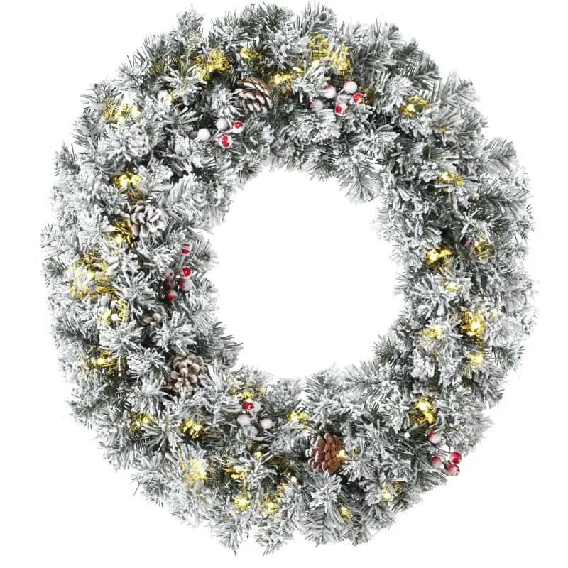 Christmas Door Wreath with 50 LED Lights, 60 cm