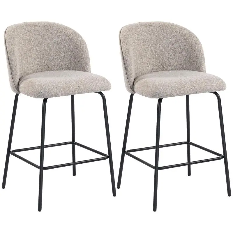 Set of 2 Bar Stools with Backrests, Seat Height 68 cm