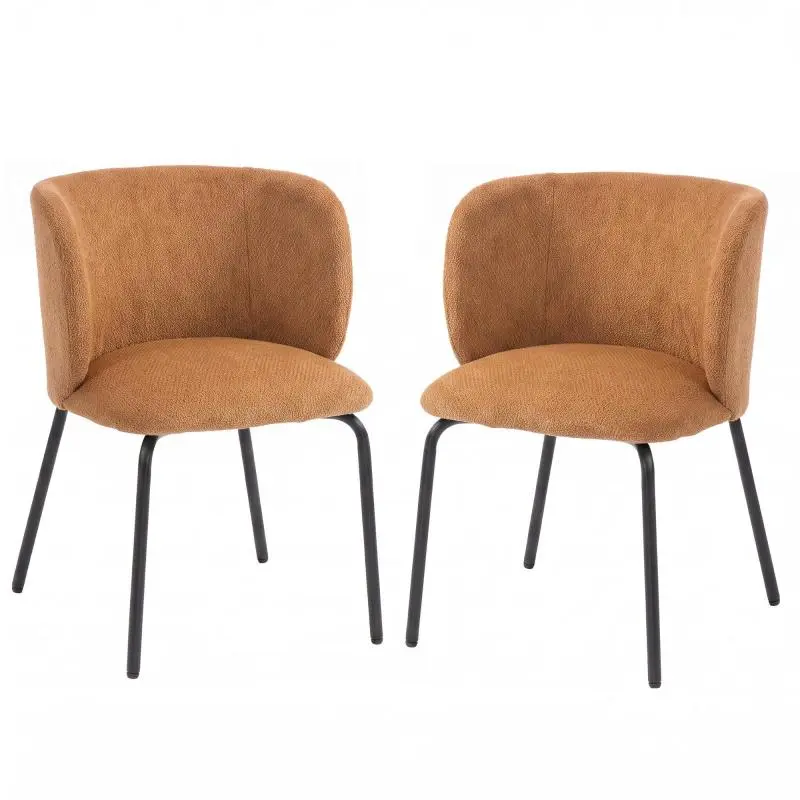 Set of 2 Upholstered Dining Chairs, Orange