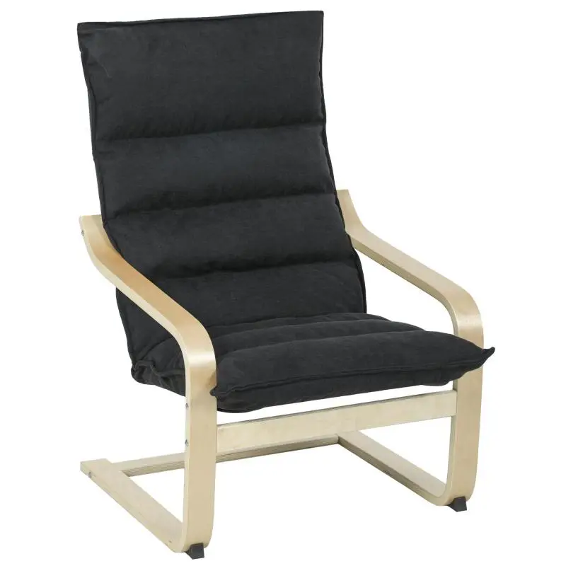 Living Room Armchair with Curved Armrests, Black