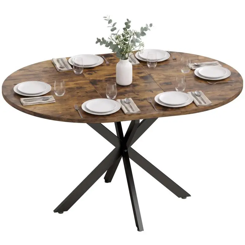Extendable Dining Table with Butterfly Leaf, Rustic Brown