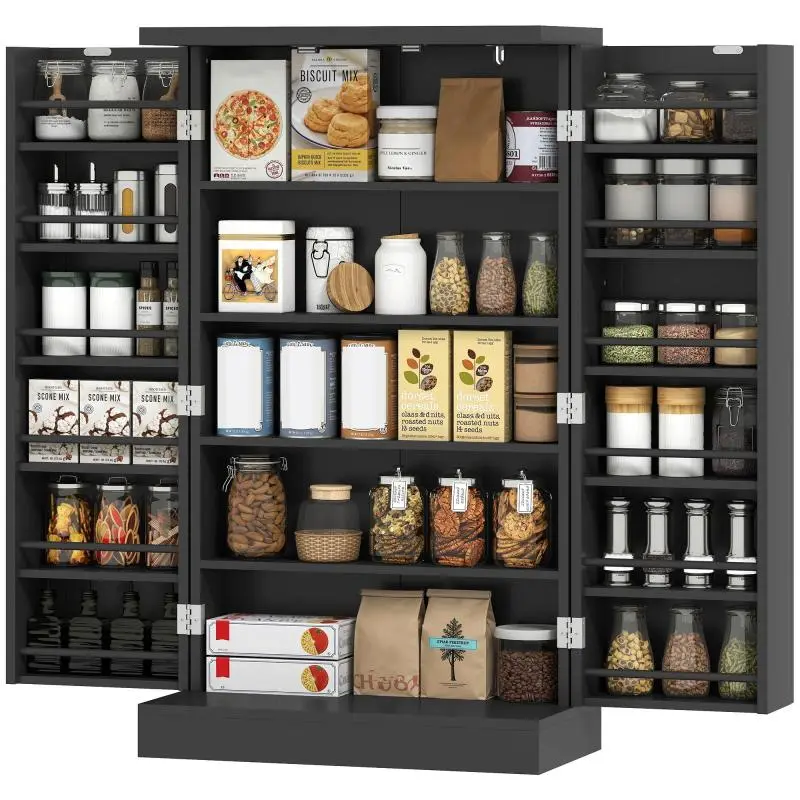 Kitchen Cabinet with 5 Shelves, Black