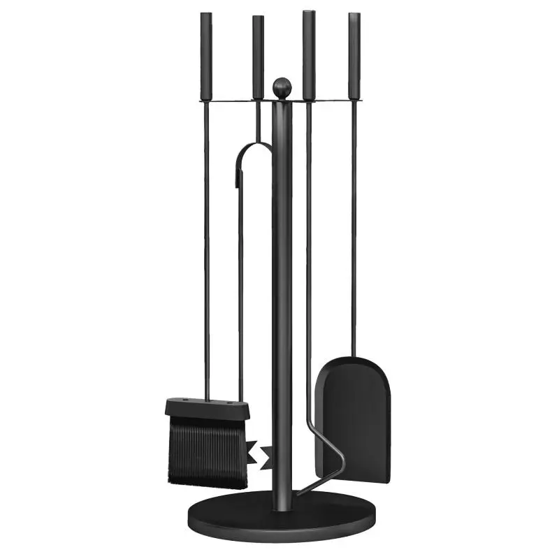 5-Piece Fireplace Tool Set with Metal Stand