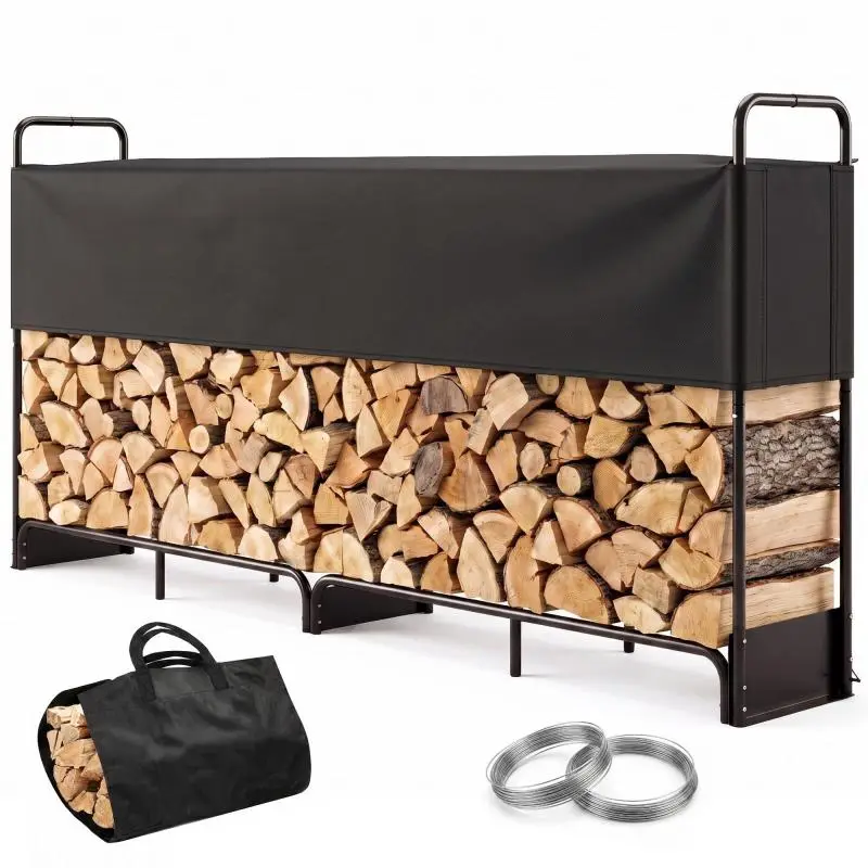 Galvanised Steel Log Rack with Cover and Bag, 500 kg