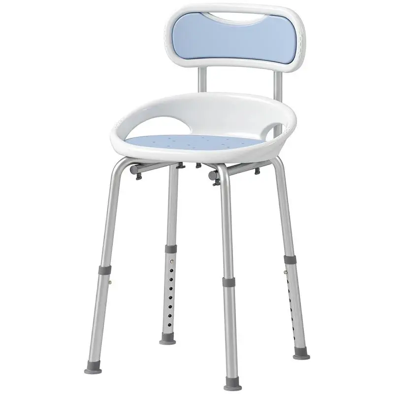 Shower Chair with Backrest and Perforated Seat