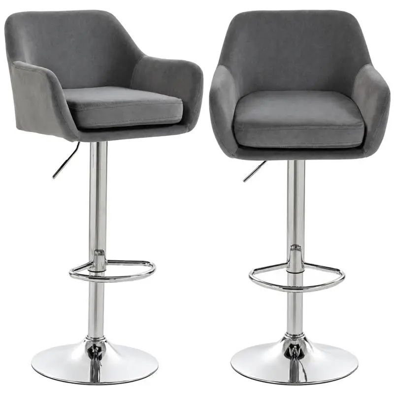 Set of 2 Swivel Bar Stools with Adjustable Height