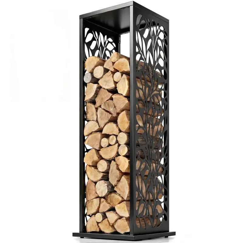 Firewood Rack with 4 Hooks, 112 cm