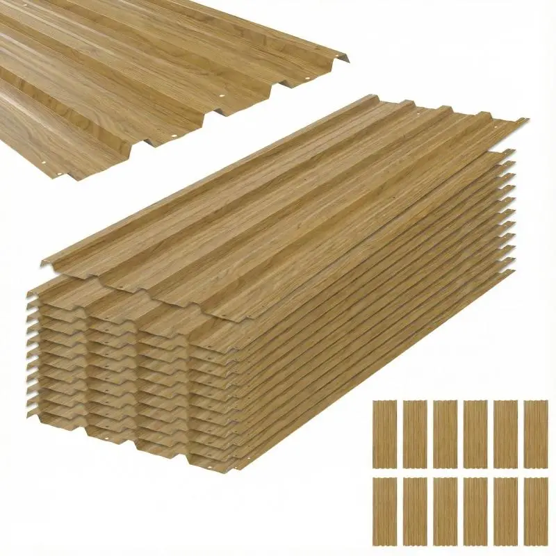 12 Galvanised Trapezoidal Roofing Sheets, 129 × 45 cm