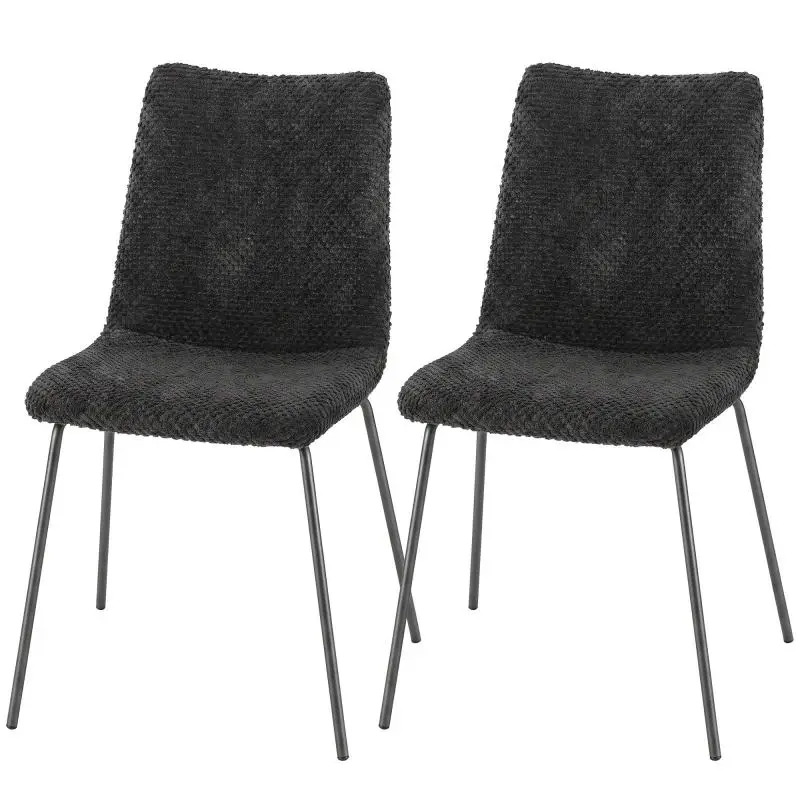 Set of 2 Dining Chairs, Dark Grey