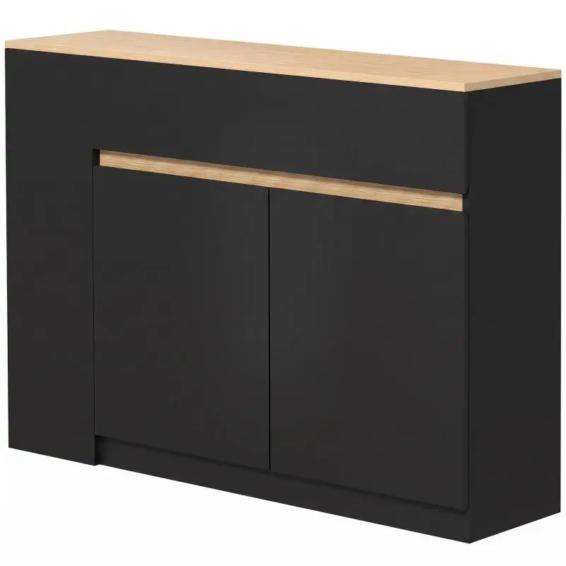 Sideboard with Drawer and Open Shelving, Black