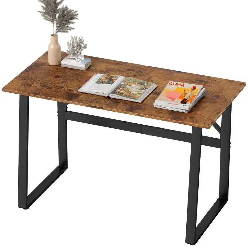 Desk with Steel Frame, 120 x 60 cm, Rustic Brown