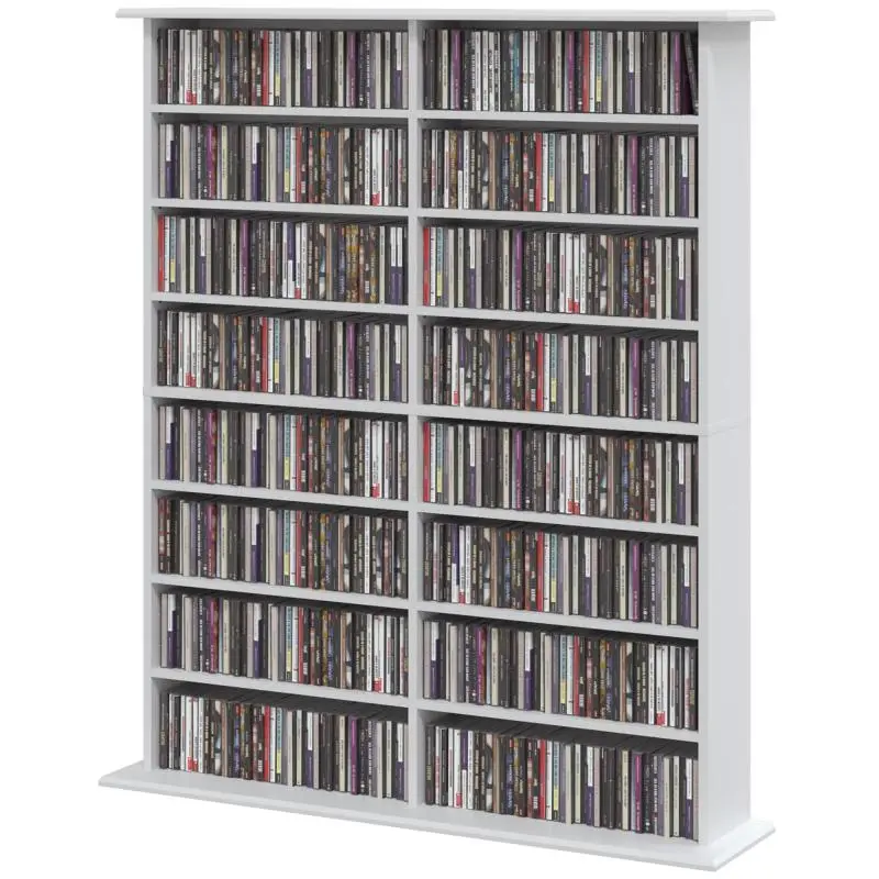 Media Rack with 8 Tiers, White