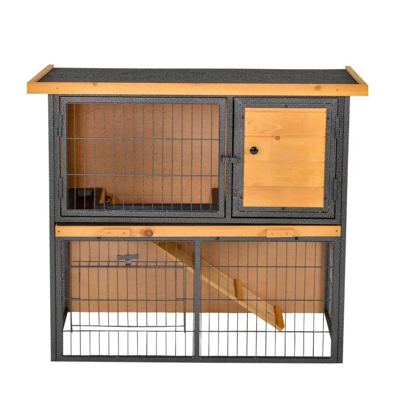 Wooden Rabbit Hutch, 2-Tier, 89.5 cm